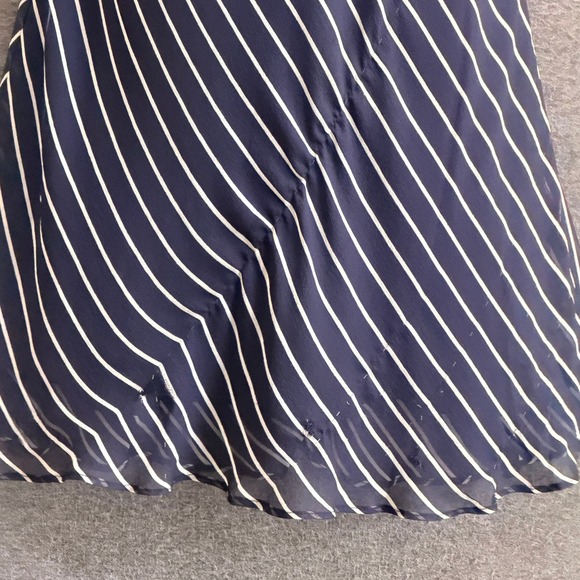LAUNDRY Vintage Silk Chiffon Striped Dress Women 8 Navy Stripe - Picture 13 of 14